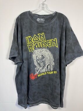 Iron Maiden Gray Graphic Tee - Vintage Tour Design